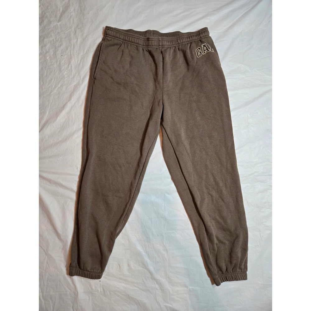 GAP Men's Large Logo Joggers Plymouth Rock Brown Fleece Sweatpants